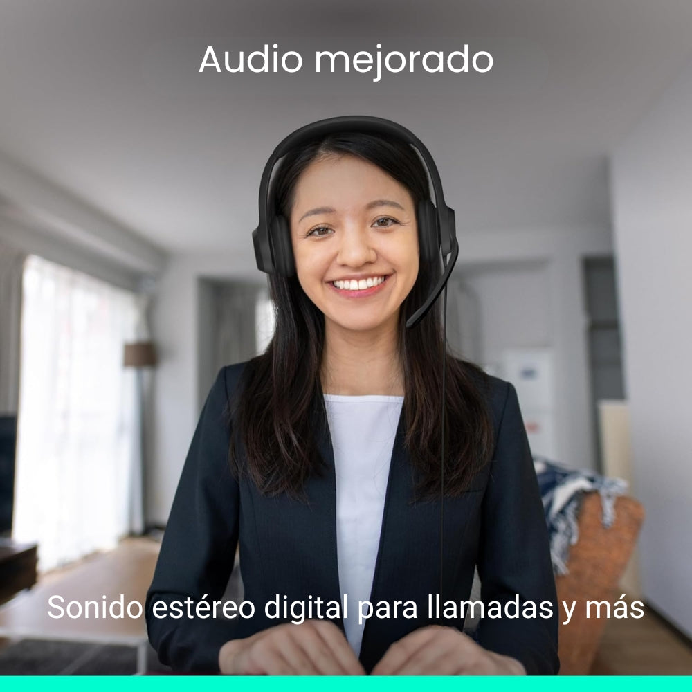 Audífonos Diadema USB-C Logitech H390 Micrófono Supresión de Ruido Audio Digital Control Mute - Negro