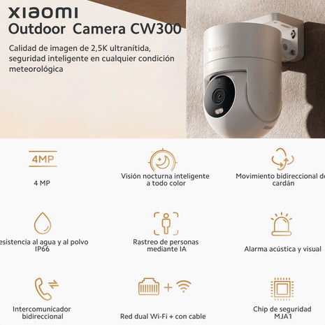 Xiaomi Cw300, Cámara Seguridad Exterior Ip66 4mp Color Noche
