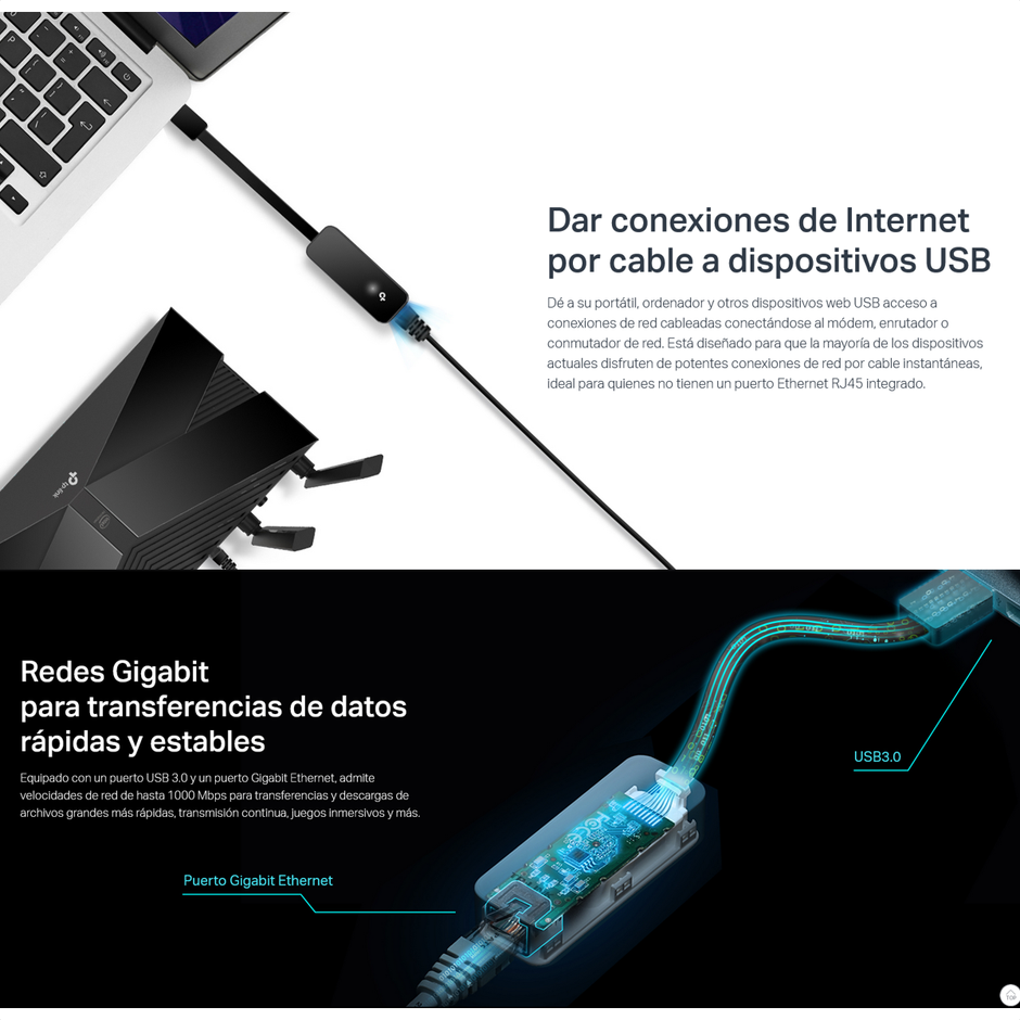 daptador USB 3.0 a RJ45 TP-Link UE306 Gigabit, Alta Velocidad y Portátil