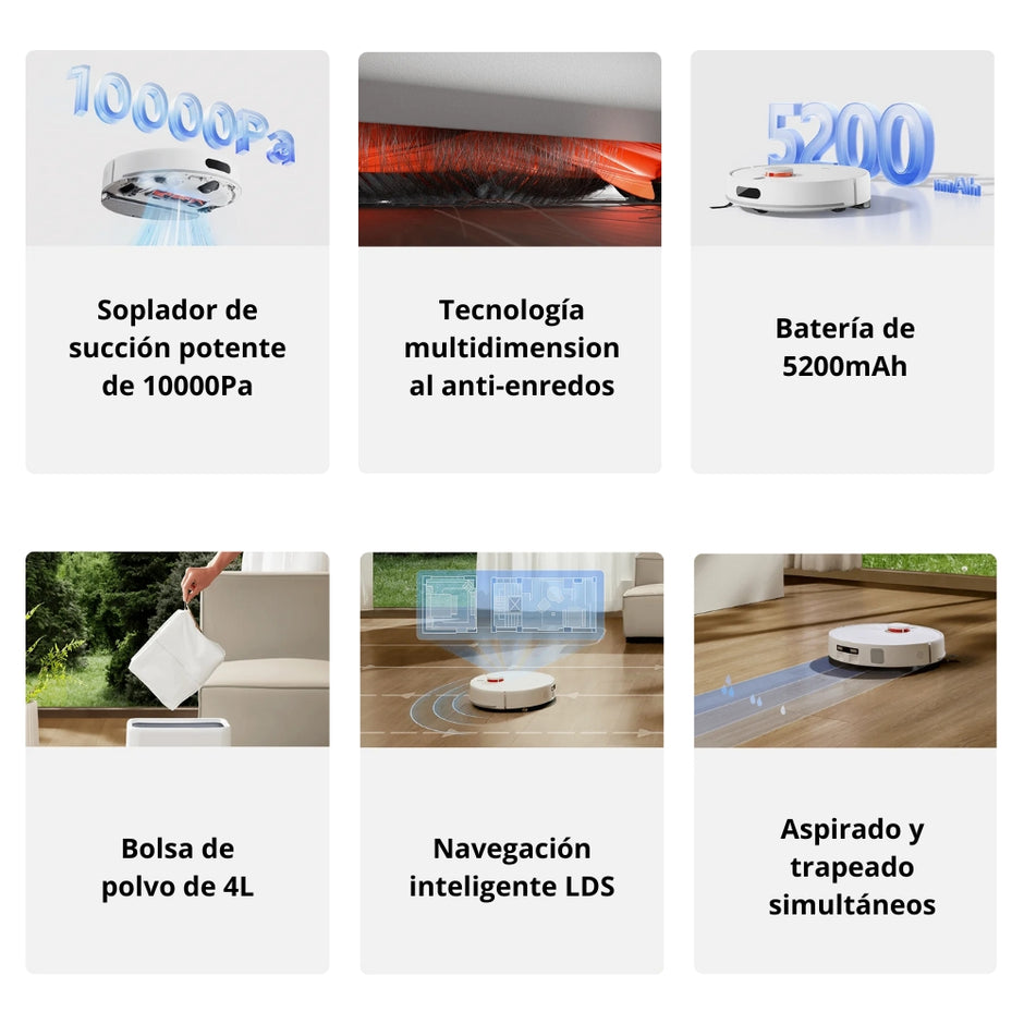 Aspiradora y Trapeadora Inteligente Xiaomi Robot Vacuum H40 con Estación, 10000Pa, 5200mAh