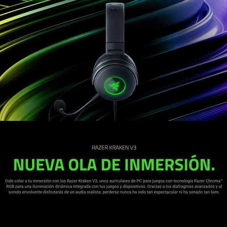 Razer Kraken V3 Audífonos Gamer RGB USB / THX Audio, Negro