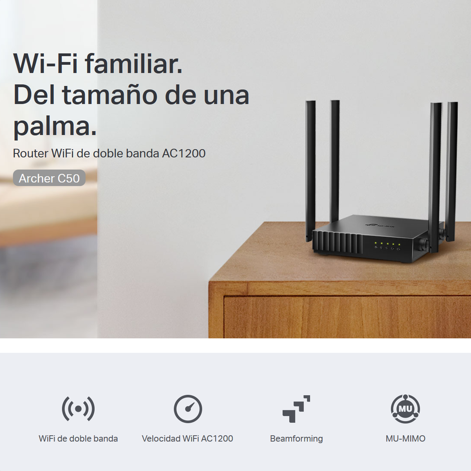 Router Wifi Dual Band Ac1200, Tp-link Archer C50 / 4 Antenas
