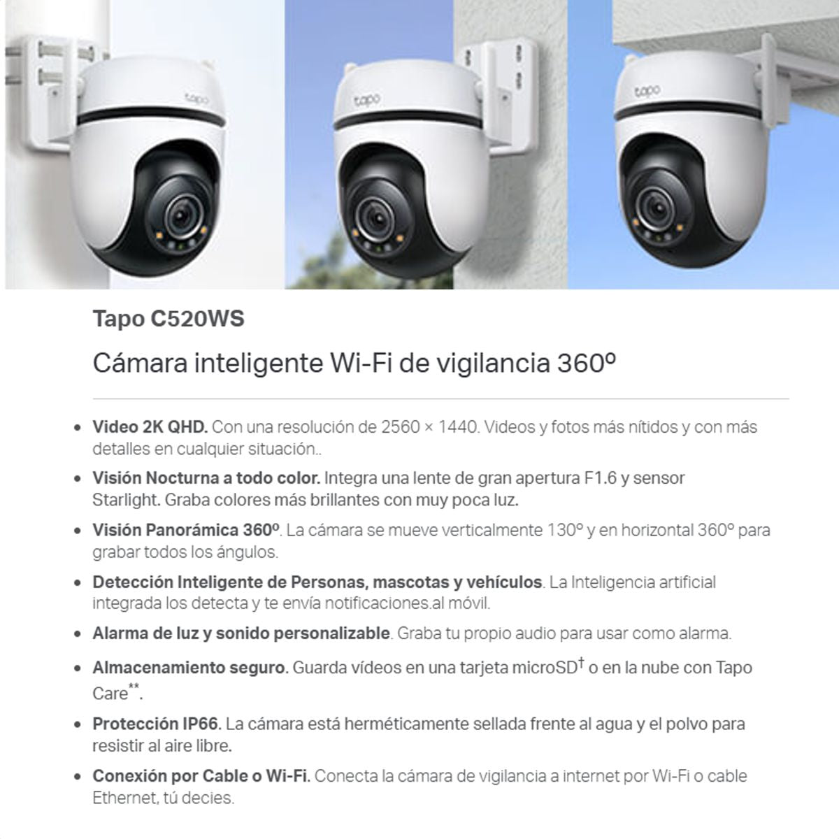 Camara Wi-fi Outdoor Pan/tilt Security 4mp 2k Qhd Live View Color Blanco