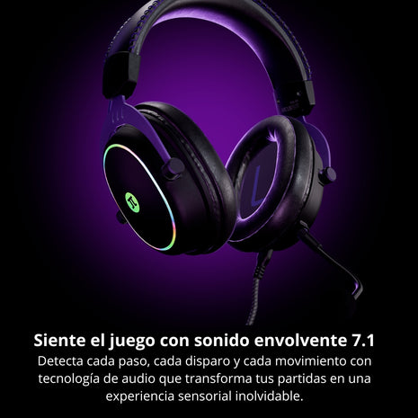 Diadema Gamer Primus Arcus 151T con Micrófono RGB USB-A y USB-C Sonido Envolvente 7.1 Negro