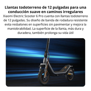 Patineta Eléctrica Xiaomi Scooter 6 Pro Llantas 12” y Chasis Todoterreno Max 1000W Autonomía 70km IPX5