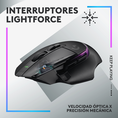 Mouse Gamer Inalámbrico Logitech G502 X PLUS RGB HERO 25K DPI 13 Botones - Negro