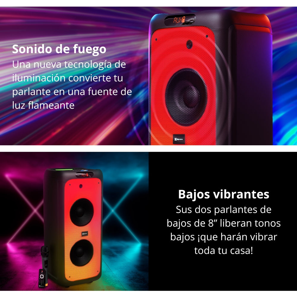 Parlante Klip Xtreme BoomFire Pro KLS-662 Bluetooth 3000W con Ruedas y Micrófono Inalámbrico