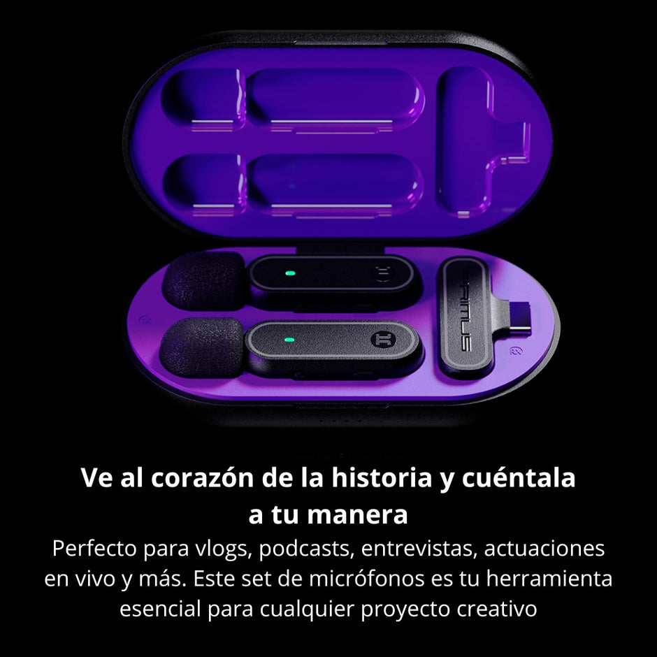 Set Micrófonos de Solapa Primus VOX01 Inalambricos USB-C