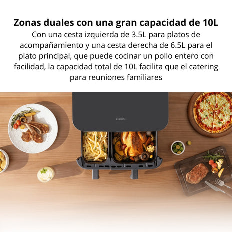 Freidora de Aire Xiaomi Dual Zone Air Fryer 10L Doble Compartimiento 101 Recetas, 9 Modos, 2700W - Negro