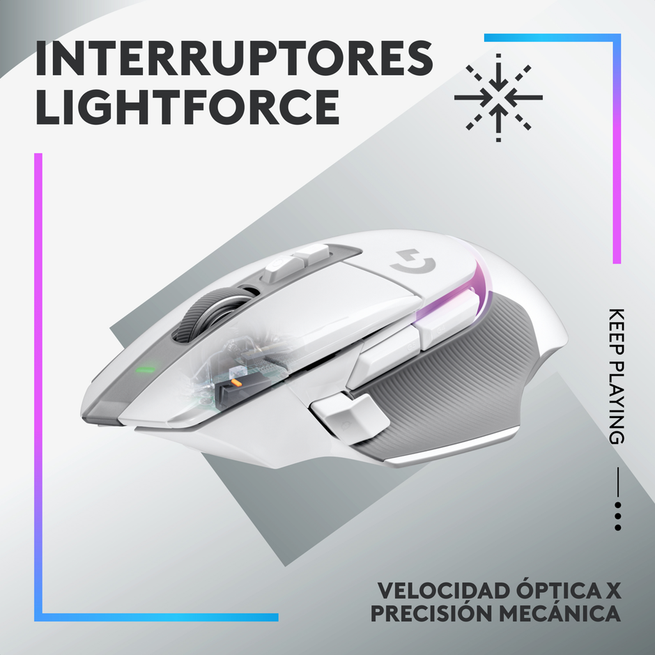 Mouse Gamer Inalámbrico Logitech G502 X PLUS RGB HERO 25K DPI 13 Botones - Blanco