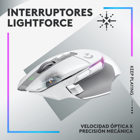 Mouse Gamer Inalámbrico Logitech G502 X PLUS RGB HERO 25K DPI 13 Botones - Blanco