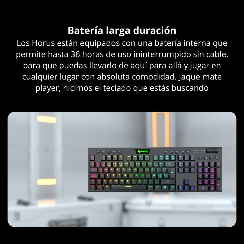 Teclado Gamer Mecanico Redragon Horus TKL Inalambrico Bajo Perfil Switch Red - Negro
