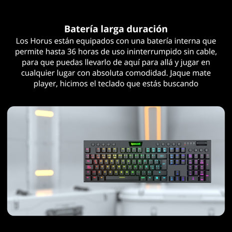 Teclado Gamer Mecanico Redragon Horus TKL Inalambrico Bajo Perfil Switch Red - Negro