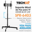 Soporte Móvil con Ruedas para TV de 32'' a 55'' TechGo SPR-6403 hasta 35kg + 1 Repisa