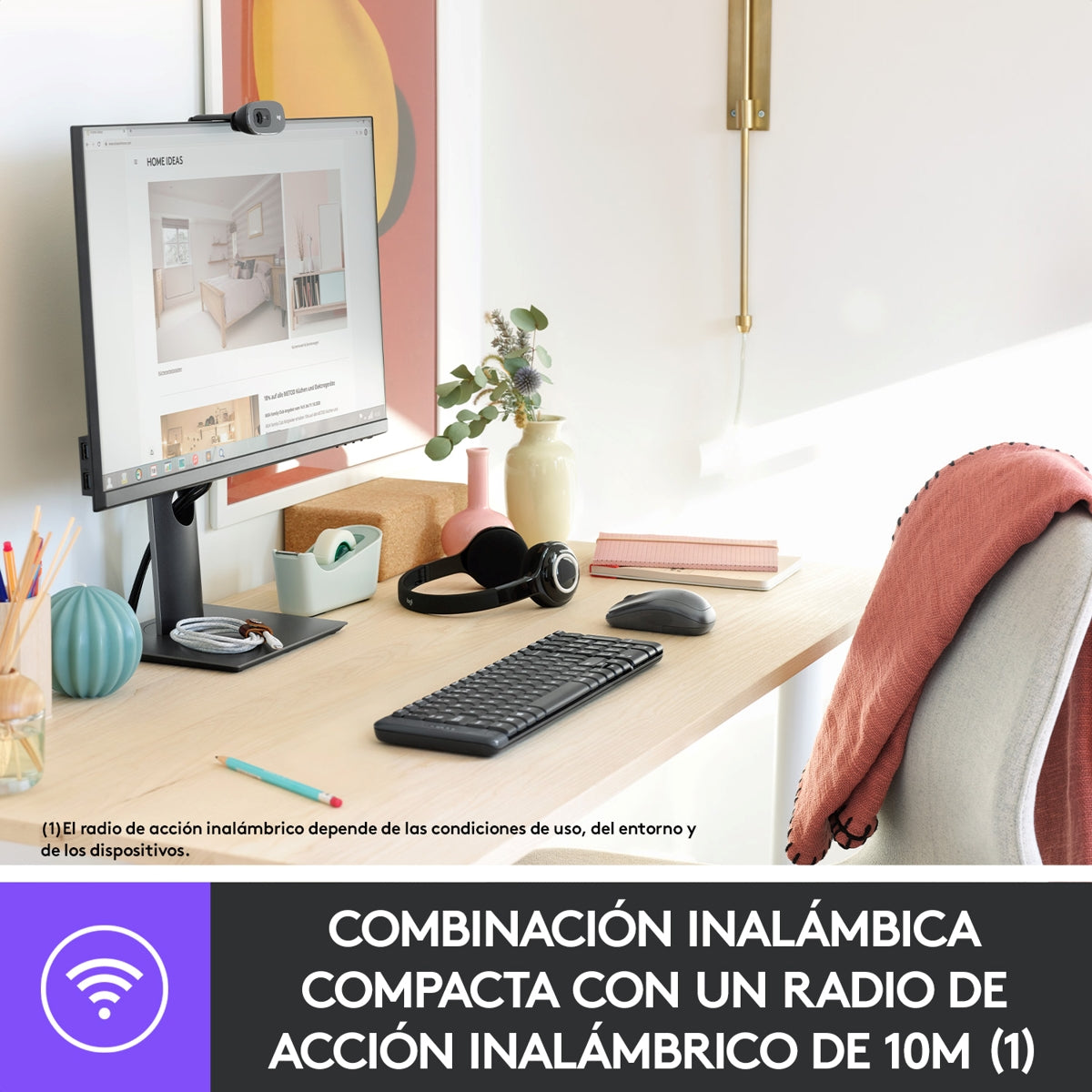 Combo Teclado y Mouse Inalámbrico Logitech MK220 + Alfombrilla Mouse Pad XXL 80x30cm