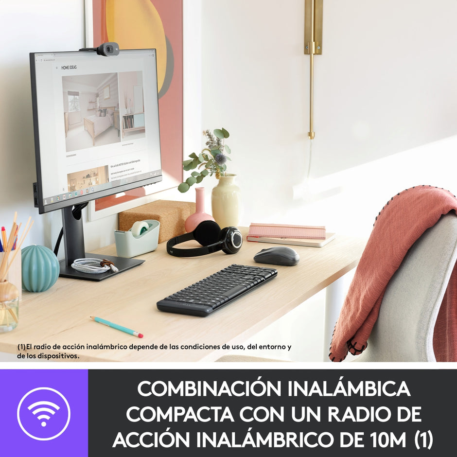 Combo Teclado y Mouse Inalámbrico Logitech MK220 + Alfombrilla Mouse Pad XXL 80x30cm