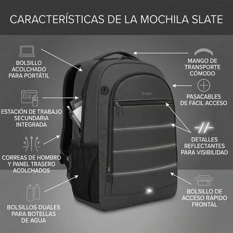 Morral Targus Slate TBB63104WM Laptop 15-16" 4 Compartimientos 19L - Gris