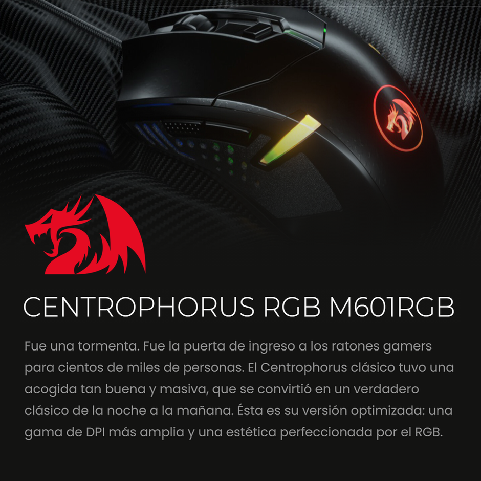 Combo Gamer Teclado Membrana Redragon Shiva K512RGB + Mouse Centrophorus2 M601RGB 7200 DPI Pesas
