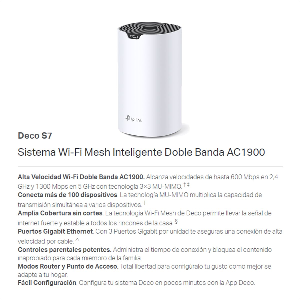 Sistema Wifi Mesh Ac1900 Gigabit, Tp-link Deco S7 (3-pack)