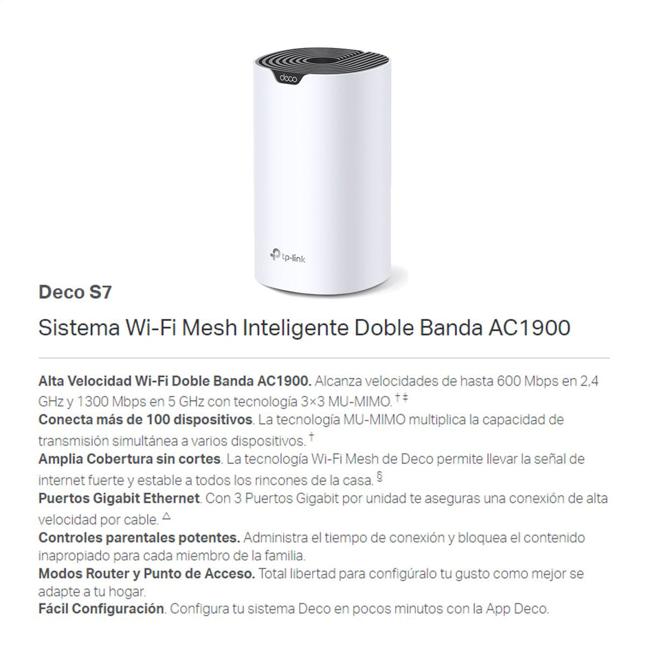 Sistema Wifi Mesh Ac1900 Gigabit, Tp-link Deco S7 (3-pack)