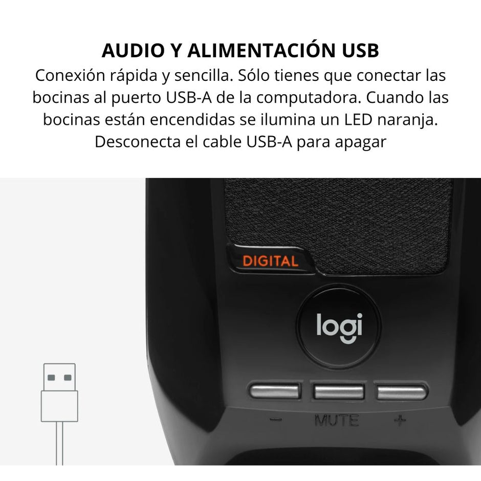 Parlantes Estéreo USB Logitech S150 con Control de Volumen y Mute