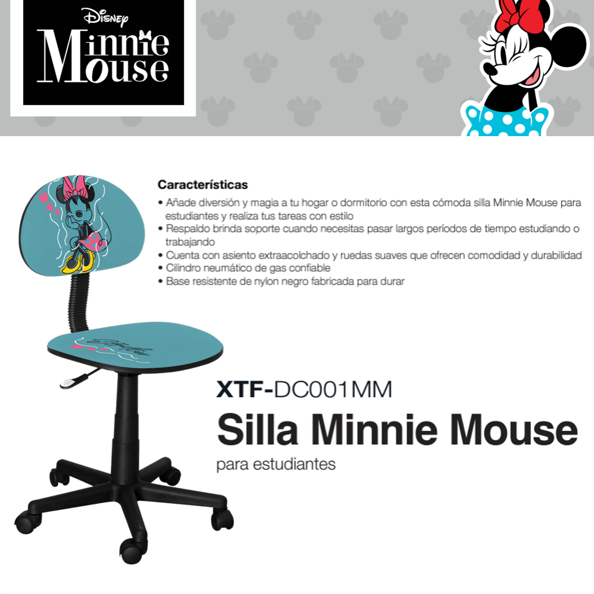 Silla De Estudio Xtech Xtf-dc001mm, Edición Minnie Mouse