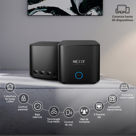 Pack x3 Router Nexxt Bolt Ac1200, Wi-fi 5, Tecnología Mesh, Compatible Google Home / Alexa / Siri, Negro