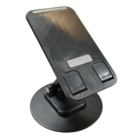 Soporte Para Celular Plegable Metalico / Giratorio 360° y Altura Ajustable, Negro