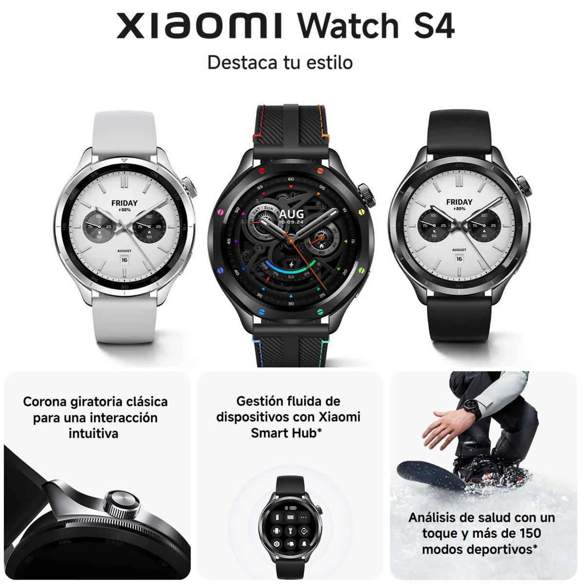 Xiaomi Watch S4 Smartwatch AMOLED 1.43” con Monitoreo de Salud, 150+ Modos Deportivos y Batería de 15 Días, Silver