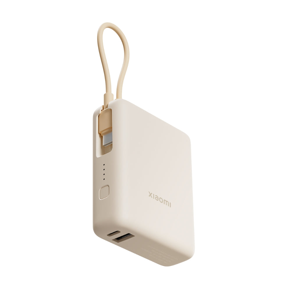 Power Bank Xiaomi 10000mAh 33W con Cable USB‑C Integrado Carga Rápida Diseño Compacto Beige