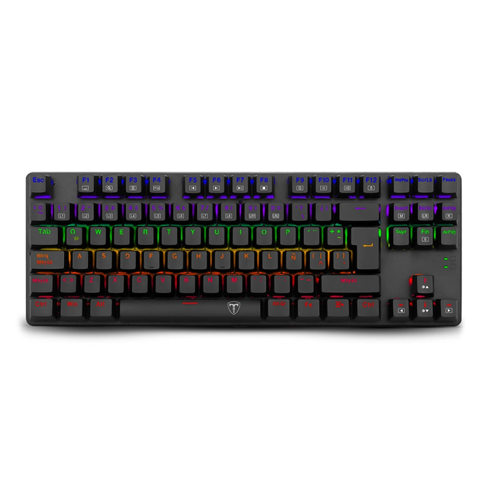 Teclado Gamer Mecanico T-dagger Bora Lite Rainbow con Switch Red, Negro