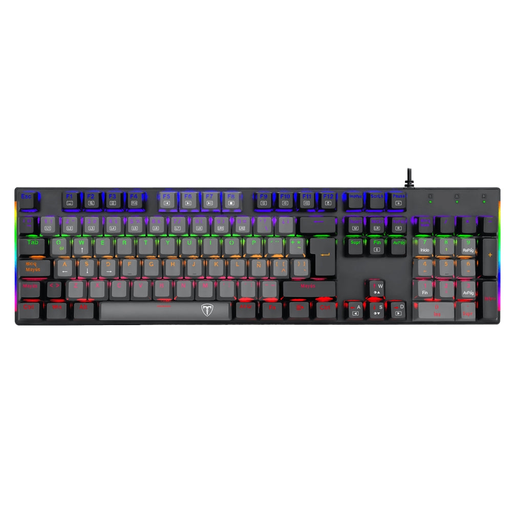 Teclado Gamer Mecánico T-Dagger Naxos T-TGK310 Rainbow Switch Red / Gris-Negro