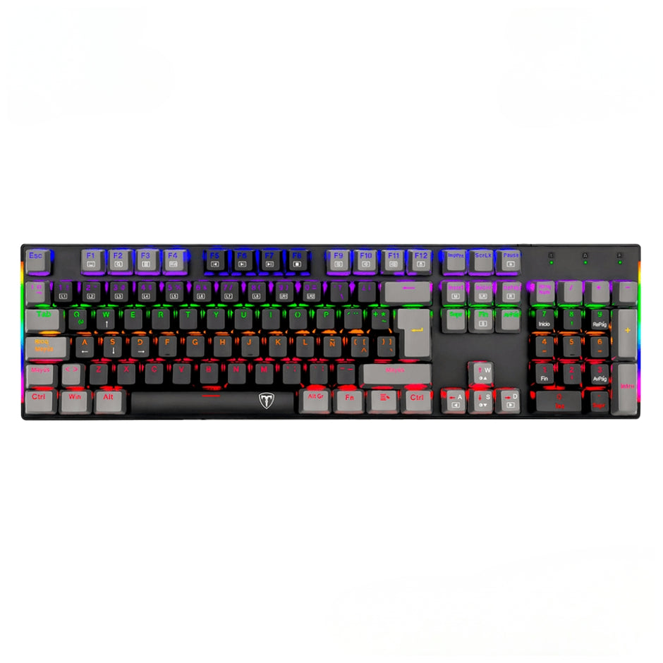 Teclado Gamer Mecánico T-Dagger Naxos T-TGK310 Rainbow Switch Red / Negro-Gris