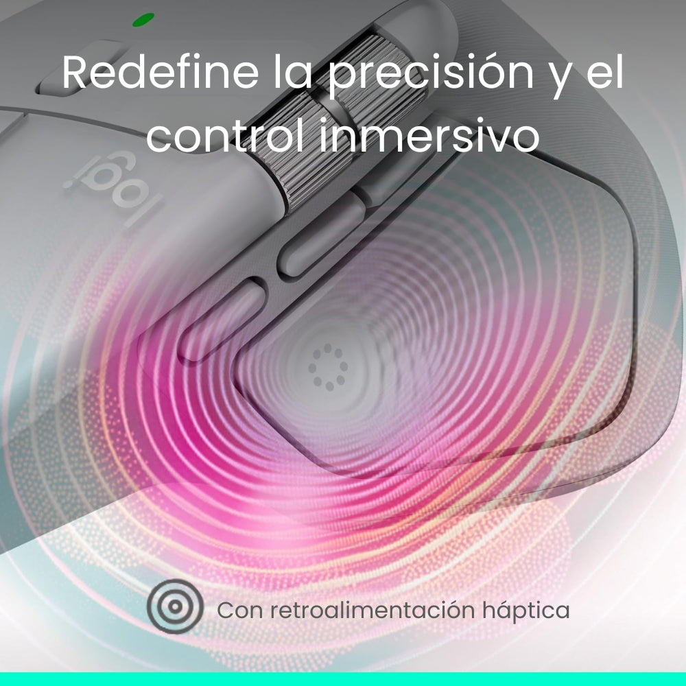 Mouse Inalámbrico Avanzado Logitech MX Master 4 Recargable Bluetooth/Bolt Silent Clics 8000 DPI - Gris Pálido