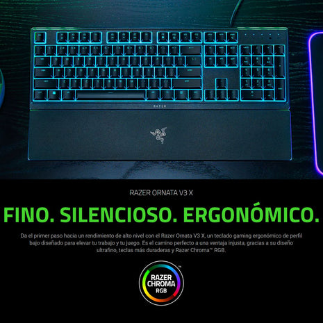 Combo Gamer Razer Teclado Ornata V3 X RGB Silencioso + Mouse DeathAdder Essential 6400 DPI