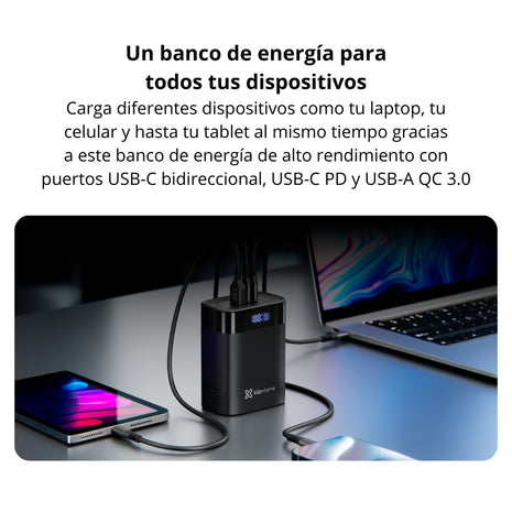 Batería Power Bank Klip Xtreme PowerCell KPB-850 | 30.000mAh Carga Rápida 140W 2xUSB-C PD + USB-A QC 3.0