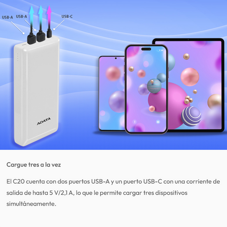 Cargador Portátil Power Bank 20000mAh ADATA C20 Negro
