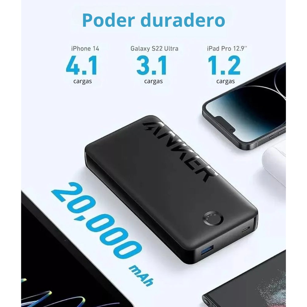 Power Bank Anker 326 20000mAh 15W con Pantalla Digital, USB-A y USB-C, Carga Rápida y Protección Inteligente