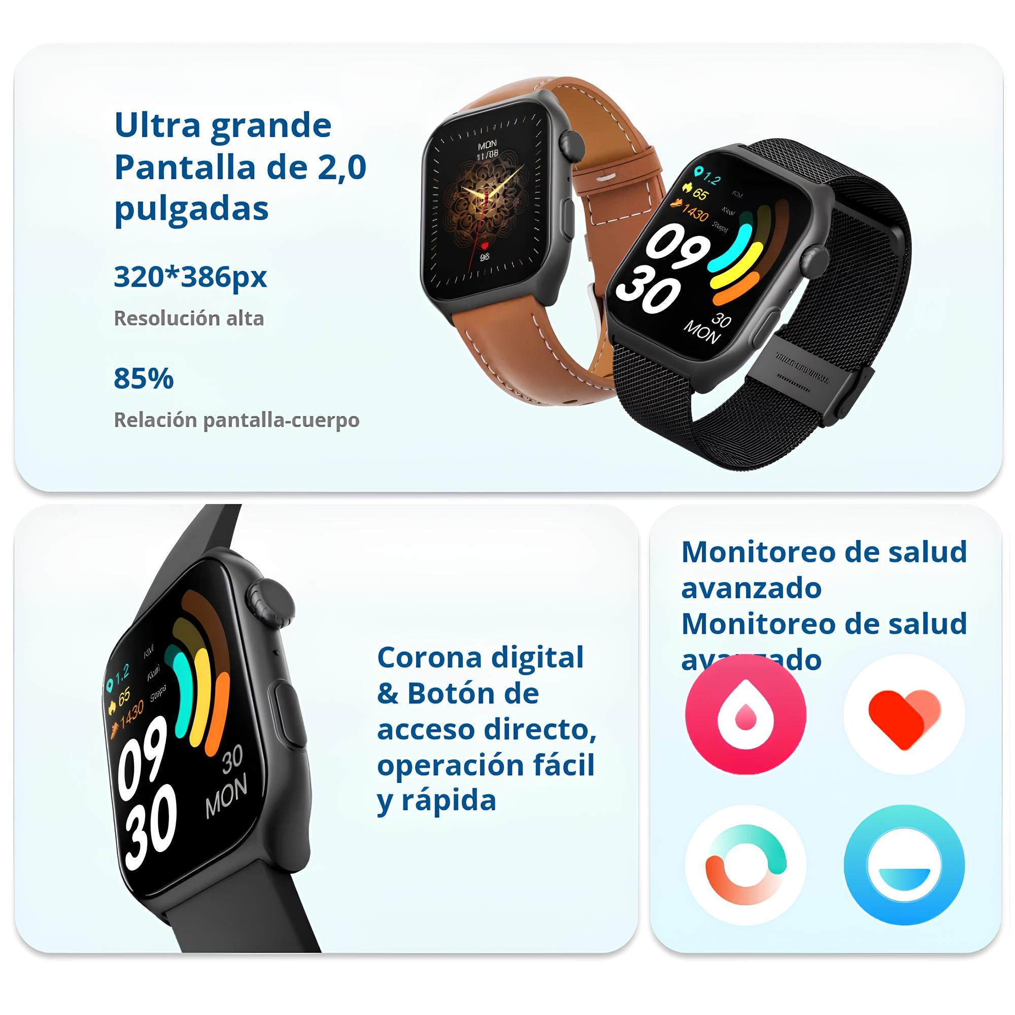 Reloj Inteligente Smartwatch XKIM X-PRO Llamadas Bluetooth 5.3 TFT 2.0” 320x386px 300mAh Caja Metal IP68