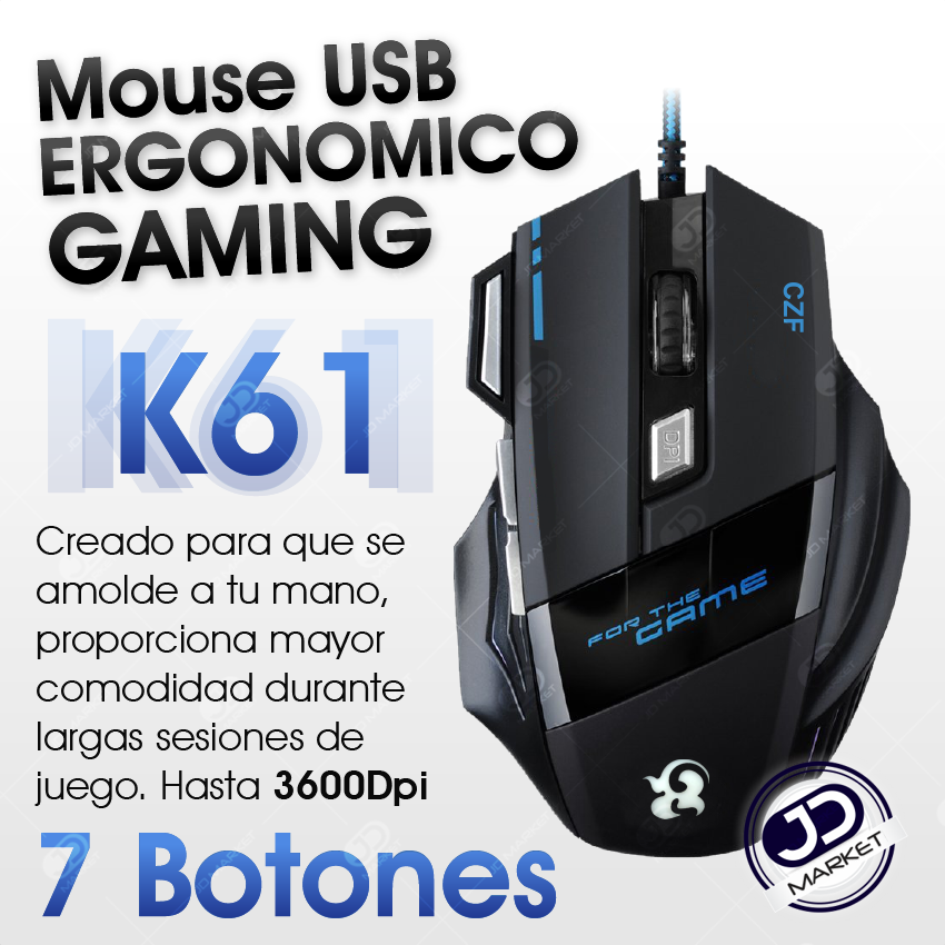 Mouse Gamer Usb 7 Botones Star Tec G6, 800/1200/1600/2400dpi K61