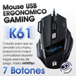 Mouse Gamer Usb 7 Botones Star Tec G6, 800/1200/1600/2400dpi K61