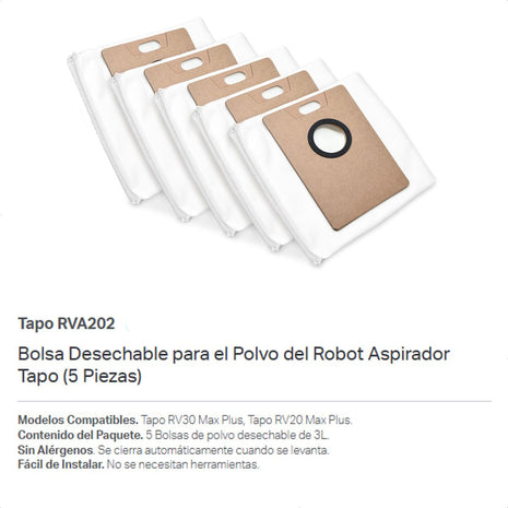 Tp-link Tapo Rva202 Bolsa Polvo Desechable Para Vaciado 5und