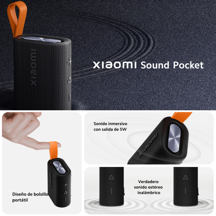 Xiaomi Sound Pocket, Parlante Inalámbrico Portátil IP67 TWS - Rosa
