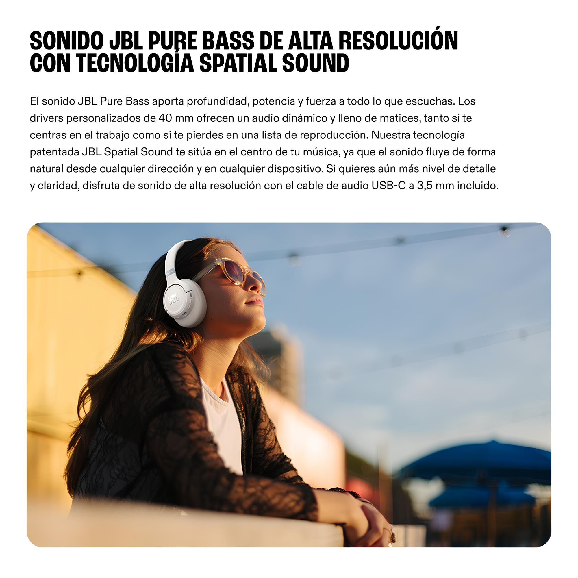 Audífonos Inalámbricos JBL Tune 780NC Bluetooth con Cancelación de Ruido ANC hasta 70h Batería - Azul