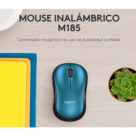 Logitech M185, Mouse Inalámbrico, Win Mac Chrome Linux Azul