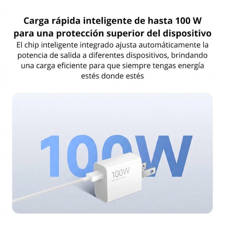 Combo Xiaomi Turbo Cargador 100W + Cable 1M USB a USB-C / 100% Original - Blanco