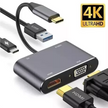 Adaptador Hub Usb-c 4en1 Con Hdmi + Vga + Usb 3.0 + Usb-c/pd