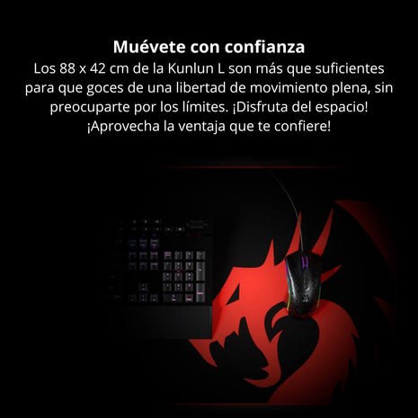 Pad Mouse Gamer Redragon Kunlun P006A 88cm x 42cm Tipo Speed - Negro/Rojo