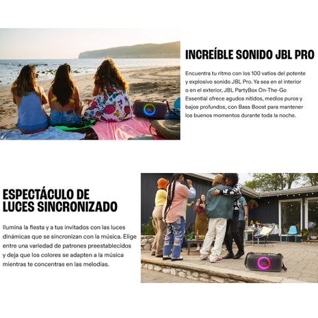 Altavoz Portátil JBL PartyBox On-the-Go Essential para Fiestas con Luces y Micrófono Inalámbrico