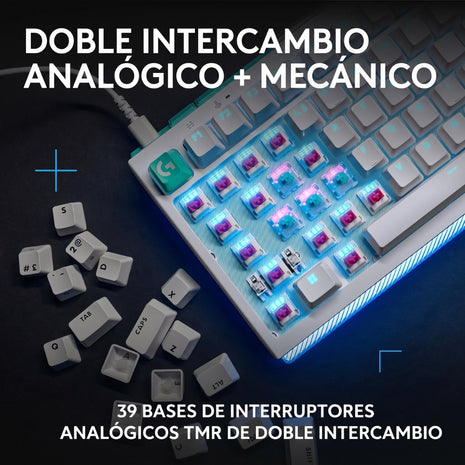 Teclado Gamer Mecanico Logitech G512 X 75 Switch Tactil + Reposamuñecas Logitech Palm Rest - Blanco